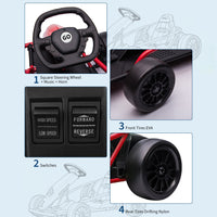 Garvee Go-Kart Eléctrico 24V, 2 Motores 300W, Velocidad 13 km/h, Asiento Amplio, Música, Neumáticos EVA y Nylon, 8-12 años, Aire Libre, Rojo