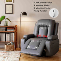 Garvee Sillón Reclinable Eléctrico Power Lift con Calor y Masaje para Mayores y Movilidad Reducida, 98×95×103 cm, Cuero Sintético PU Negro