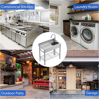 Garvee Fregadero Utility De Acero Inoxidable 39in Con Grifo Giratorio Y Estante Para Cocina Comercial Y Exterior, Resistente Y Multifuncional