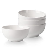 Garvee Set de 4 tazas de porcelana para ensaladas, 650ml, color crema blanco, para ensaladas y snacks