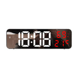 Garvee Reloj despertador digital 22.9cm reloj pared LED pantalla grande USB batería electrónico silencioso humedad temperatura brillo ajustable hogar - Rojo