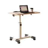 Garvee Escritorio Plegable con Ruedas Ajustable 69-90 cm Metal y Madera Móvil para Cama Oficina y Hospital - Color Vetas Madera