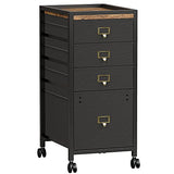 Garvee Archivador con 4 Cajones Móvil Ligero Estructura Metálica MDF Ruedas con Freno Oficina en Casa Vintage - Vintage & Negro