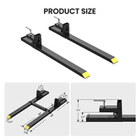 Garvee Horquillas de Palé de 109 cm, Acero Soldado, Capacidad 680.4 kg, Versátiles para Tractor y Cargador, Fácil Instalación, Amarillo & Negro