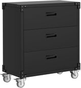 Garvee gabinete Metálico de Almacenamiento con 3 Cajones, Ruedas Móviles, Acero Reforzado para Taller y Garaje, 14×80×42 cm, Negro