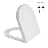 Garvee Asiento de Inodoro Forma D, Blanco, Sistema de Cierre Suave y Liberación Rápida, Antibacteriano, Resistente a 150 Kg, para Baño Familiar