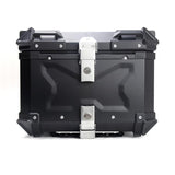 Garvee Top Case Moto 55L Alluminio Nero Impermeabile Serratura Antifurto Piastra Montaggio Porta Casco Bagagli Universale Moto Scooter 55L-X Black - Negro