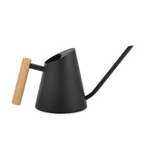 Garvee Regadera De Acero Inoxidable Para Plantas De Interior, 900ML, Asa De Madera, Pico Largo Antigoteo, Diseño Moderno Negro