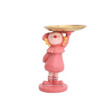 Garvee Figura De Niña En Resina, Escultura Moderna Sueño, Bandeja Decorativa Para Llaves Y Joyas, Material Duradero, Salón Y Dormitorio, Color Neutro - Niña durmiendo-Naranja
