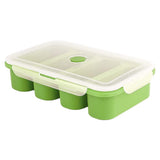Garvee Bandeja De Silicona Para Alimentos De Bebé Con Tapa 4 Cubos Flexible Antiadherente Seguro Para Congelador Y Microondas - Verde