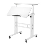 Garvee Mesa de Computadora Ajustable en Altura 70-115 cm, Pult Móvil con Ruedas, Tablero Inclinable, Estructura de Metal, Bordes Redondeados, para Oficina y Hogar, 60x60 cm, Color Ciruela - Blanco 60