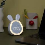Garvee Reloj despertador digital conejo LED niños blanco lindo funcional fácil usar luz nocturna carga móvil - Blanco