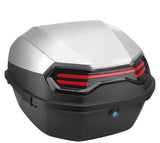 Garvee Caja Trasera Universal para e-Scooter y Moto, Gran Capacidad, ABS+PP, Impermeable, Fácil Montaje, Compatible Varias Marcas, Uso Diario - Blanco &Plata