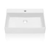 Garvee Lavabo de Baño Rectangular Cerámica Alta Densidad para Encimera Baños Familiares Blanco 55×40×20 cm - Lavabo de Cerámica Cuadrado Sobre Encimera Fh1197 61 x 45 x 13 cm