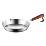 Garvee Sartén Redonda Antiadherente 16CM Acero Inoxidable Mango Ergonómico Resistente Al Calor Para Desayuno Y Camping - Plata