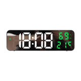 Garvee Reloj despertador digital 23cm reloj pared LED pantalla grande USB batería hogar oficina temperatura humedad brillo ajustable - Verde