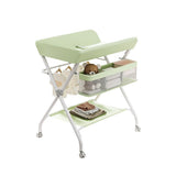Garvee Mesa de cambio para bebé plegable con ruedas, estructura de acero reforzado, diseño ergonómico, almacenamiento práctico, fácil transporte, ideal para viajes y casa, 60x80x103cm, color neutro - Verde