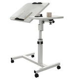 Garvee Mesa Móvil De Cama Ajustable En Altura Con Ruedas, Tablero Inclinable, Antideslizante Para Hospital Y Hogar, 60x40x60-95 Cm - Blanco