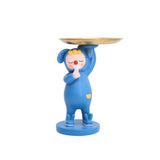 Garvee Estatuillas Humanas Modernas Con Bandeja De Resina Azul Para Escritorio Y Hogar Decorativas Y Coleccionables - Niña Chupete-Azul