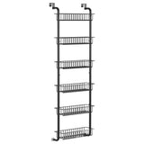 Garvee Organizador de Alimentos Colgante Puerta 6 Niveles Ajustables Estante Metálico Especias Negro Almacenamiento Cocina Ahorro Espacio