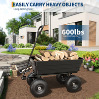 Garvee Carro Volteo Polietileno 272 kg Neumáticos Antipinchazos Jardín Exterior Acero Negro