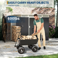 Garvee Carro Volteo Polietileno 272 kg Neumáticos Antipinchazos Jardín Exterior Acero Negro