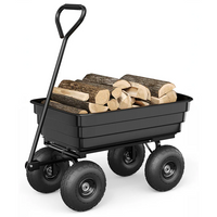 Garvee Carro Volteo Polietileno 272 kg Neumáticos Antipinchazos Jardín Exterior Acero Negro