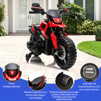 Garvee Moto Eléctrica Infantil 6V 4Ah, 3 Velocidades, Ruedas de Apoyo, Faros LED y Música, para Niños de 3 a 6 Años, 25 kg, Rojo