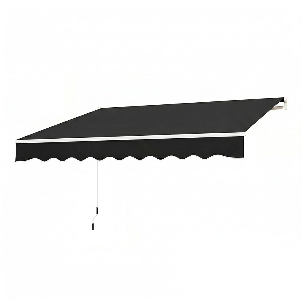 Garvee Toldo Retráctil Manual 300x240 cm para Patio y Terraza Marco de Aluminio Lona Impermeable Protección UV50+ con Manivela Negro