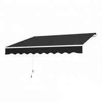 Garvee Toldo Retráctil Manual 300x240 cm para Patio y Terraza Marco de Aluminio Lona Impermeable Protección UV50+ con Manivela Negro