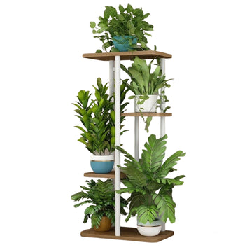 Garvee Soporte para plantas Garvee de metal, estantería alta de 4 niveles, soporte para macetas de esquina para interiores y exteriores, estante para exhibición para sala de estar