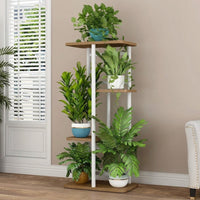 Garvee Soporte para plantas Garvee de metal, estantería alta de 4 niveles, soporte para macetas de esquina para interiores y exteriores, estante para exhibición para sala de estar