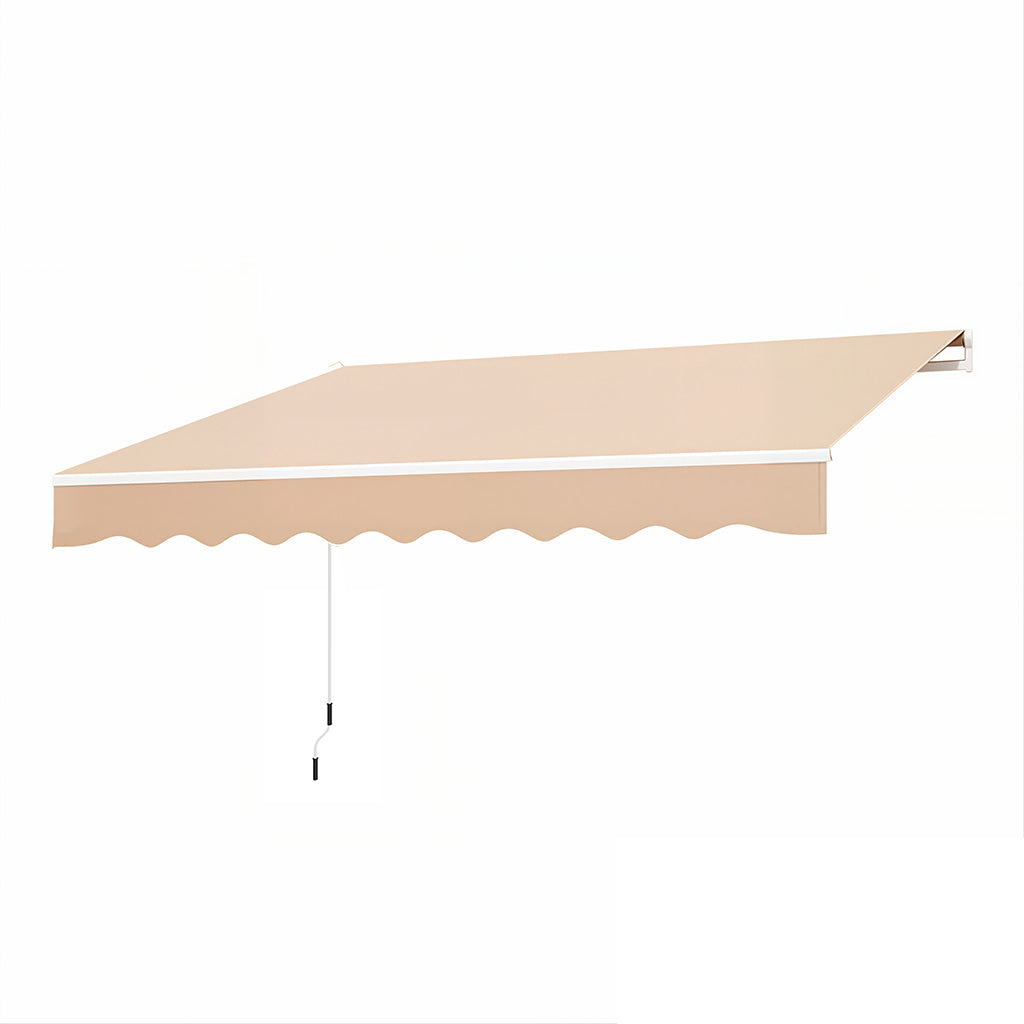 Garvee Toldo Retráctil Manual 300x240 cm para Patio y Terraza, Marco de Aluminio, Lona Impermeable 280g/m² con Protección UV50+ y Manivela, Caqui