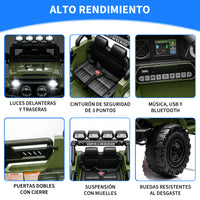 Garvee Coche Eléctrico 12V, Bluetooth, Luces LED, Seguridad, Control Remoto, 3-6 años, Interior y Exterior, Verde