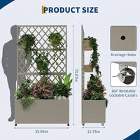 Garvee Macetero Elevado con Trellis y Ruedas, Acero Galvanizado, Móvil y Resistente para Jardín, Patio o Césped, Inteligente Drenaje, Tamaño Compacto, Color Gris