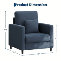 Garvee Sofá 1 Plaza con Respaldo Ergonómico y Cojines, Tela Teddy Duradera, Patas de Madera, Compacto para Salón y Dormitorio, Blanco, 86x76cm