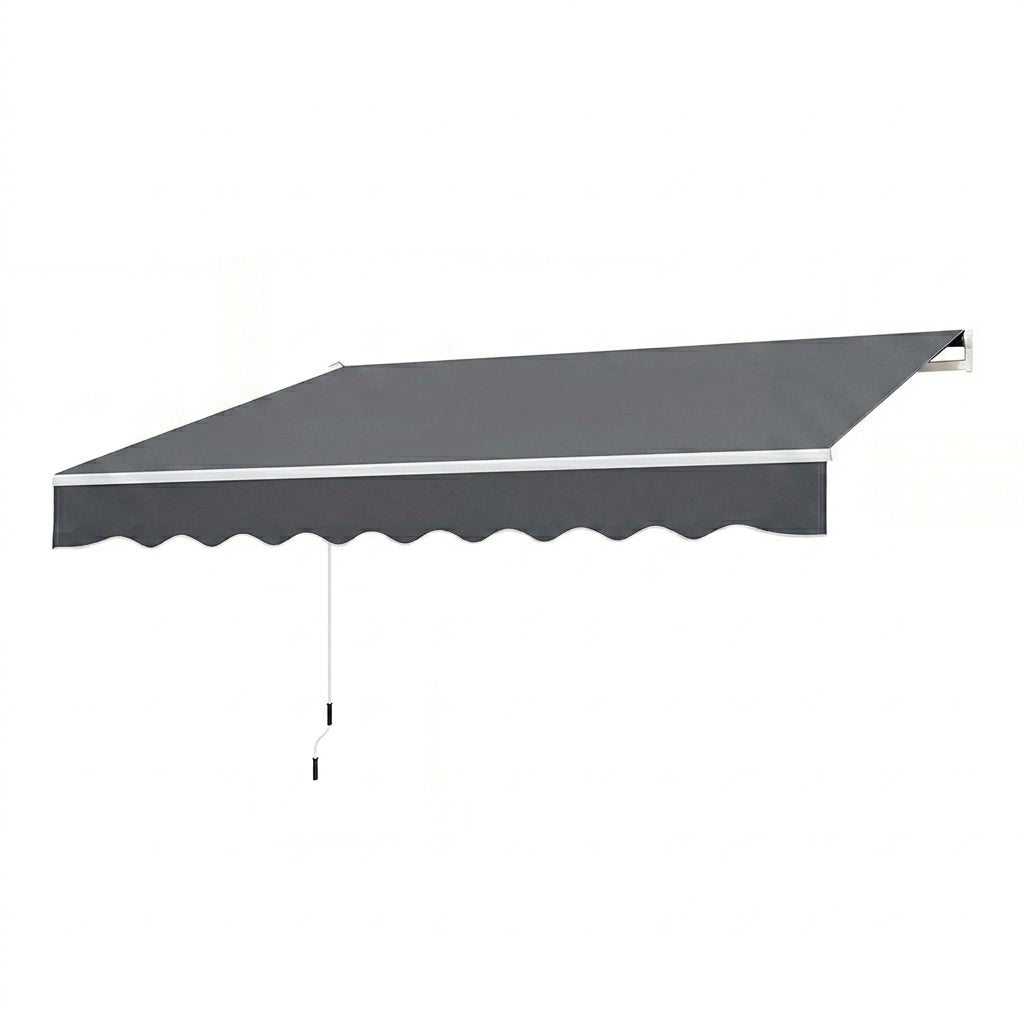 Garvee Toldo Retráctil Manual 3x2.5m para Terraza y Jardín, Toldo Exterior Impermeable con Protección UV y Manivela, Aluminio Reforzado Color Gris