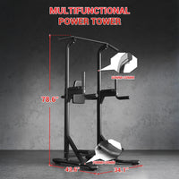 Garvee Torre de Pesas Multifuncional Ajustable de Acero con 205 kg de Capacidad para Gimnasio en Casa Negra