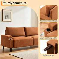 Garvee Sofa de Tres Plazas en Cuero Sintetico PVC con Asiento Profundo Comodo y Estructura Resistente Soporta 385 kg, Marron