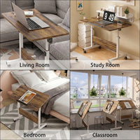 Garvee Mesa Rodante Ajustable en Altura 80x40x87 cm Plegable con Ruedas Bloqueables Madera para Cama Sofá y Oficina Ahorro de Espacio Portátil Atigrado