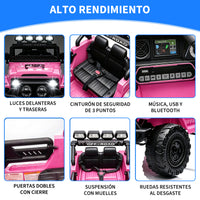 Garvee Coche Eléctrico para Niños 12V, Vehículo Todoterreno Infantil con Control Remoto 2.4G, Bluetooth, Música y Luces LED, 3-6 Años, Rosa