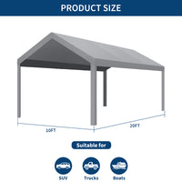 Garvee Cubierta de Repuesto para Cochera de 3 x 6 m en Tejido PE de 200 g/m², Impermeable y Protección UV, Bolas Elásticas Incluidas, Gris