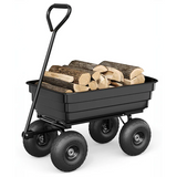Garvee Carro de Jardín de Polietileno 272 kg - Carretilla de Transporte con Neumáticos Neumáticos, Sistema de Descarga y Divisores - Negro