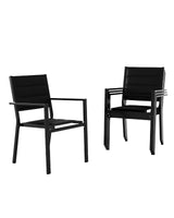 Garvee Sillas Apilables De Patio De Aluminio Resistente Y Textilene Transpirable Para Jardín Y Terraza Negro Compacto Y Elegante - Marco de Silla Negra + Tela Negra