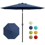 Garvee Sombrilla de Patio 2.7m con Elevador de Manivela Inclinación Ajustable y Protección UV Azul Marino - Azul Marino