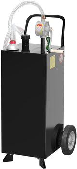 Garvee Contenedor De Combustible 35 Gal Acero Inoxidable Con Bomba Manual Y Ruedas Todo Terreno Para Autos Y Jardinería - Negro