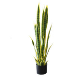 Garvee Planta Artificial Sansevieria 90cm PVC Suave Imitación Serpiente Decorativa Resistente Descoloramiento Hogar Oficina Maceta Tropical Amarilla - Amarillo