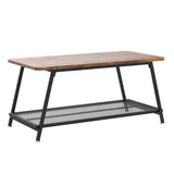 Garvee Mesa de Café de Madera con Estructura de Acero, Diseño Vintage Industrial, 100x50x46cm, Negro, para Sala