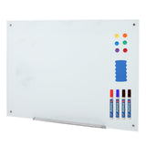 Garvee Pizarra de vidrio templado 91x61cm, superficie magnética sin marco, para oficina y escuela, diseño moderno, montaje seguro - Blanco