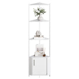 Garvee Estantería esquinera de 5 niveles 147cm de alto, madera, soporte para plantas y almacenaje, versátil, para sala, dormitorio y oficina - Blanco